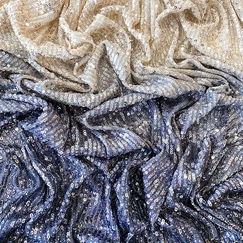 Ткань с пайетками К33-526 золотисто-синий