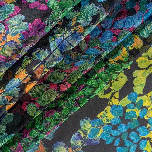 Шифон К33-247 черный принтованный