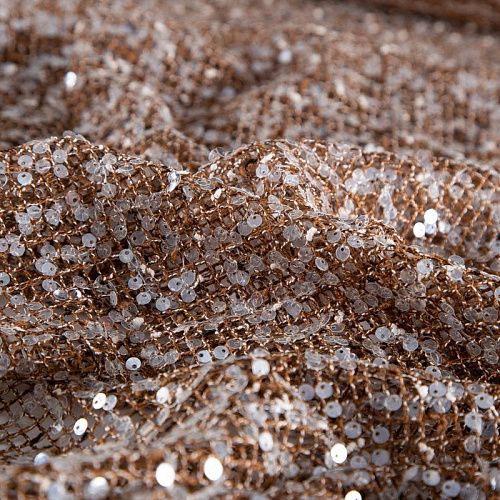 Сетка с пайетками 050-20754 коричневый меланж