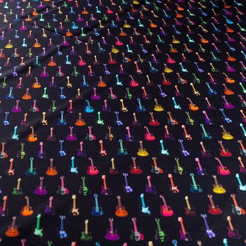 Шелк натуральный К13-195 черный принтованный