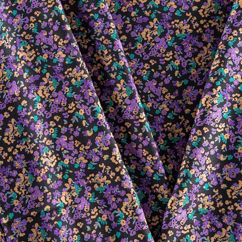 Твил-штапель 069-04020 черный принтованный