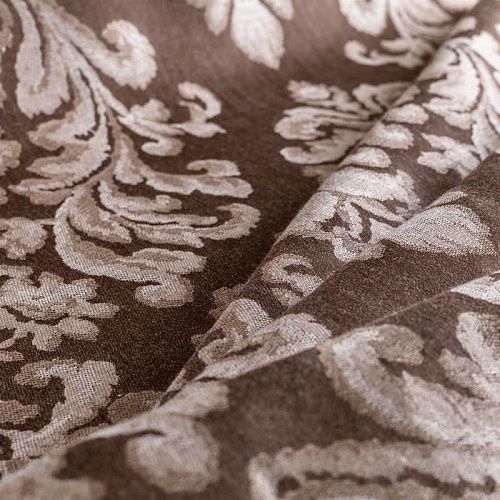 Ткань портьерная лен Т274-02-11 молочный шоколад жаккардовый