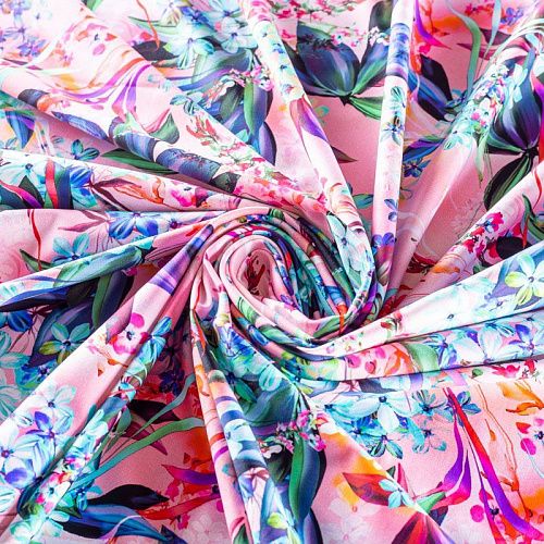 Лайкра 005-01239 розовый принтованный